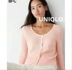 UNIQLO レースラウンドネックショートカーディガン ピンク