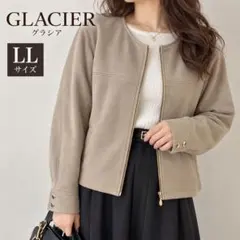 大きいサイズ❣GLACIER LL スエード調 ノーカラーブルゾン ベージュ 秋