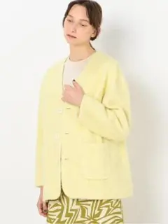 MACPHEE アルパカシャギー ノーカラージャケット