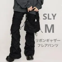 SLY RIBBON GATHER FLARE パンツ リボン ギャザーフレア