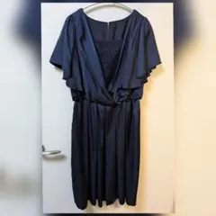 kumikyoku 組曲 ネイビー フレアスリーブ M フォーマルワンピース