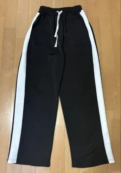 黒/白 サイドストライプ トレーニングパンツ