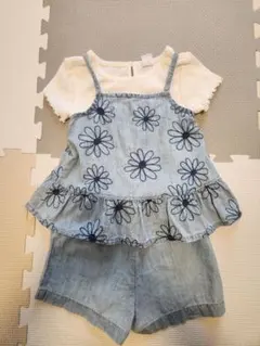 GAP 花柄デニムタンクトップ&ショートパンツ 3歳