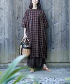 サニークラウズ はらりタータンチェックワンピース ネイビー MP