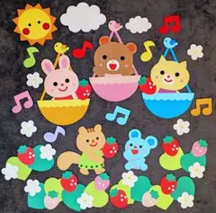 壁面飾り　壁面装飾　春　5月　通年　いちご　お花　可愛い　幼稚園　保育園