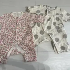 花柄と水玉模様のロンパース2点セット