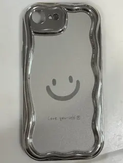 iPhone用ケース スマイルデザイン シルバー ウェーブ