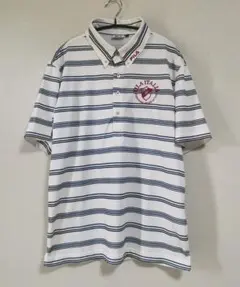 FILA GOLF半袖ポロシャツ ボーダー 白ネイビー LL