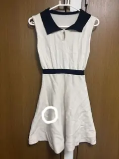 アイボリー・ネイビー ノースリーブミニワンピース GRL