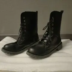 黒 レースアップブーツ 合皮