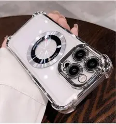 iPhone12ケース クリア メッキ加工 耐衝撃 レンズ保護 MagSafe