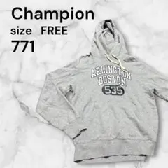 Champion チャンピオン パーカー グレー　フード付き　冬用　古着シンプルのサムネイル