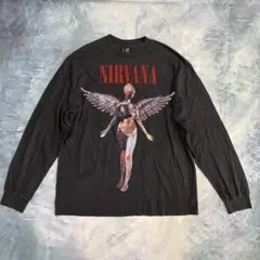 3758 Nirvana ニルヴァーナ インユーテロ ビッグプリント ロンT 黒