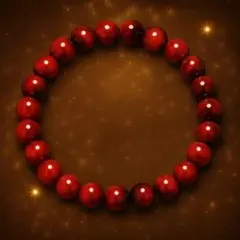 【300円オークション】深紅マーブル 天然石風ブレスレット 15cm