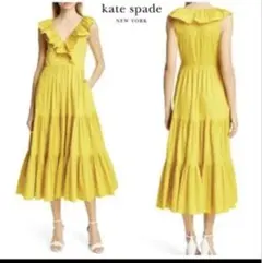 ケイトスペード♤ノースリーブティアードポプリンミディドレス