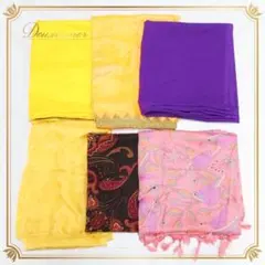 【ベリーダンス 小物 まとめ売り】全6点 セット ベール 黄色 オレンジ 紫 黒