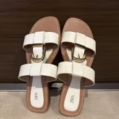 ZARA ダブルストラップ バックル フラットサンダル 37