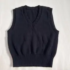 Vネック ニットベスト ネイビー 90cm スクールベスト 制服