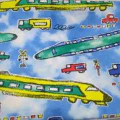約113×140の電車絵柄の布