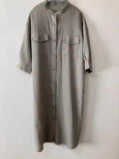 イング　七分袖　シャツワンピ　美品　カーキ
