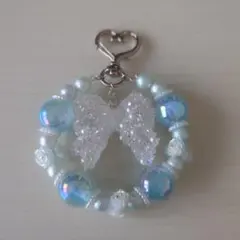 シュガーりぼんとビーズチャーム 水色