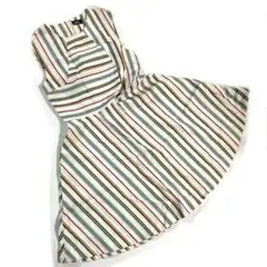 激レア ケイトスペードサタデー 総柄 ストライプ柄 ノースリーブ ワンピース