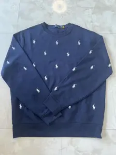 【美品】POLO RALPH LAUREN 総柄ポニー スウェット ネイビーのサムネイル
