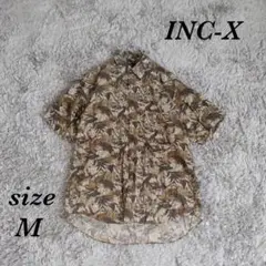 INC-X (M) メンズ 半袖シャツ ボタニカル柄 総柄 綿100%リゾート