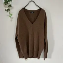 NINE ナイン　Vネックニット　カシミア　ブラウン　フリーサイズ