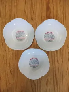 ヤマザキ春のパン祭りパンまつりのお皿2020年白いフラワーボウル3枚