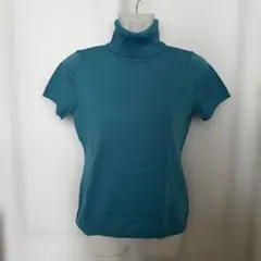 ＊未着用 ＊ ユニクロ 毛100% 半袖タートルネックニット ターコイズブルー