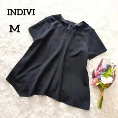 新品未使用】インディヴィ ウエストリボンブラウス 上品 高見え モード 