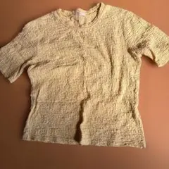 イエロー クレープ生地 半袖Tシャツ