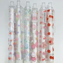 ボールペン 6本セット フルーツ クマ うさぎ まとめ売り 黒 文具