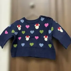 【美品】ネイビー ハート柄 ニットセーター 6-12ヶ月