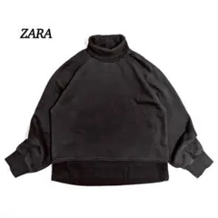 ZARA ザラ トレーナー 【M】 タートルネック 裏起毛 無地 ブラック