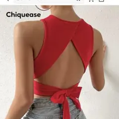 赤 タンクトップ クロップド丈のサムネイル