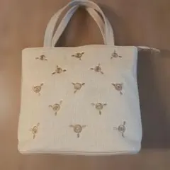 刺繍デザイン トートバッグ クリーム色のサムネイル