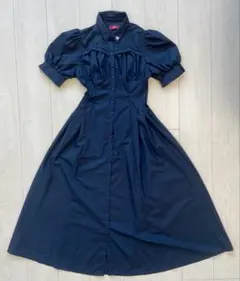 【試着のみ】POLO パフスリーブ シャツワンピース ネイビー Mのサムネイル