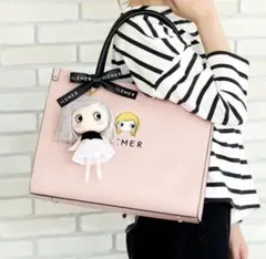 [新品]ILEMER VIVI スクエアトートバッグ ピンクA4 リボン付のサムネイル
