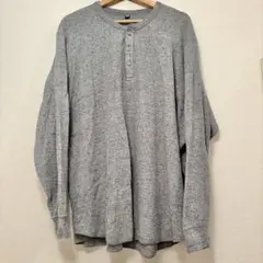 ユニクロ ワッフルヘンリーネックTシャツ グレー 4XL