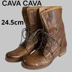 未使用　CAVA CAVA 本革　レースアップブーツ　24.5cm キャメル