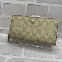 極美品)大人気、コーチ、長財布、ラウンドジップ、オールレザー、PVC