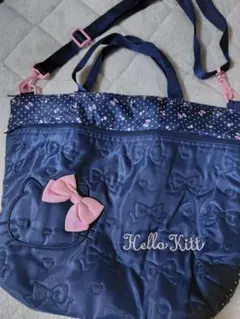 Hello Kitty ネイビー トートバッグ　ショルダーバッグ　レッスンバッグ