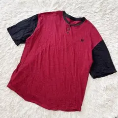 ZOO YORK ズーヨーク ヘンリーネック バイカラー レッド ブラック