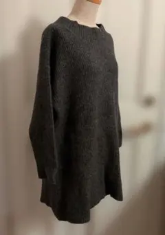 ミズイロインド　ダークグレー オーバーサイズニット 長袖