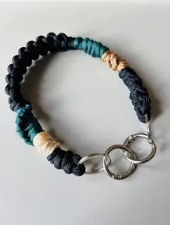 パラコード スマホハンドストラップ 落下防止 立体編み ダークグリーン