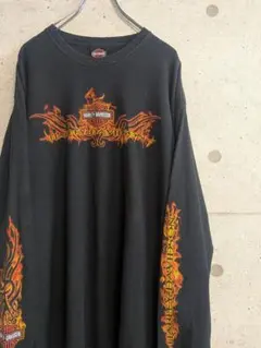 Harley-Davidson 黒　ファイヤーパターン ロンT