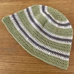 コットンクロシェハット バケットハット クラッシャーハット 手編みバケハ　153