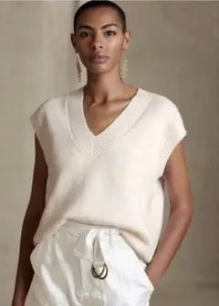 BANANA REPUBLIC フィッシャーマン セーターベスト　M/Lホワイト